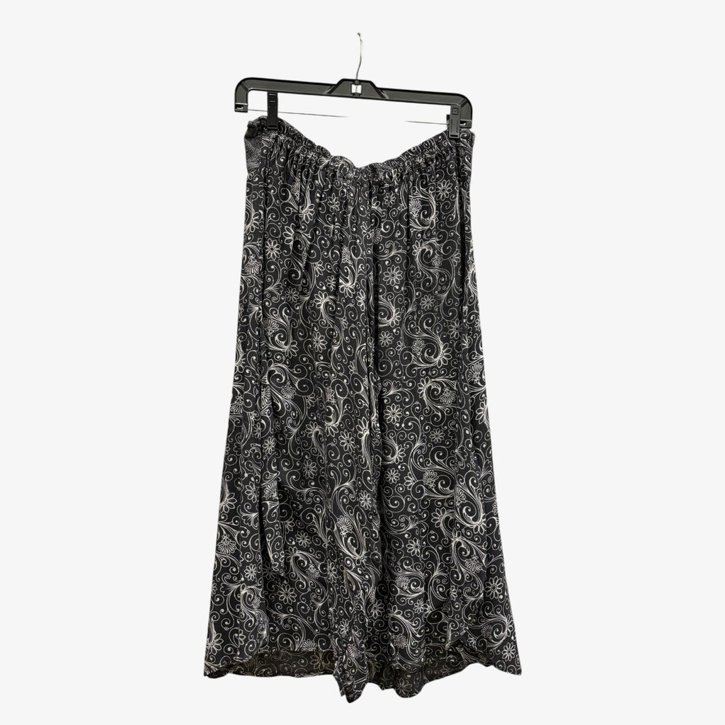 Black Gray Abstract Print Pattern Wide Leg Trouser Pants Size: M