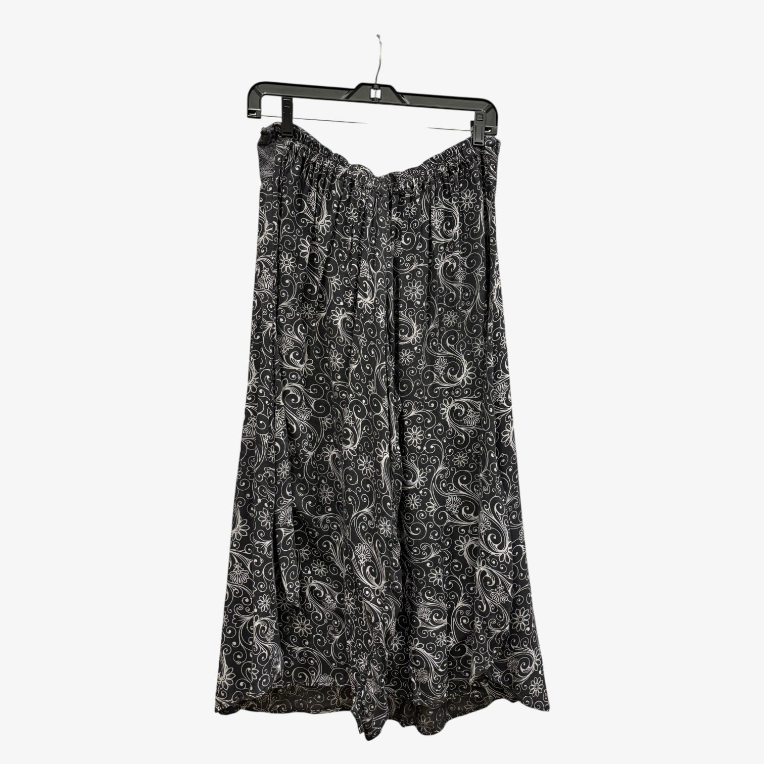 Black Gray Abstract Print Pattern Wide Leg Trouser Pants Size: M