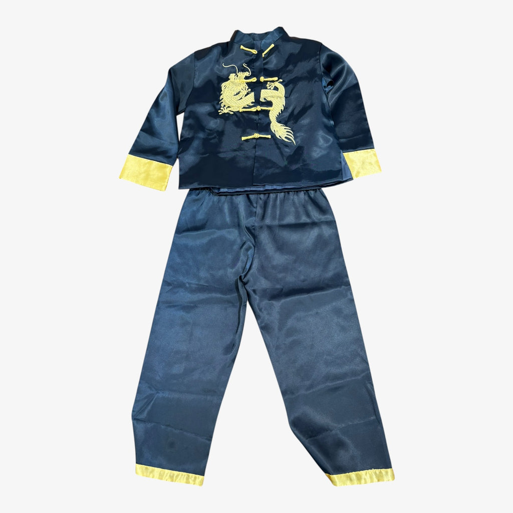 Toddler Boy Embroidered Silk Satin Kung Fu Outfit 2Pcs Set Size: 6T