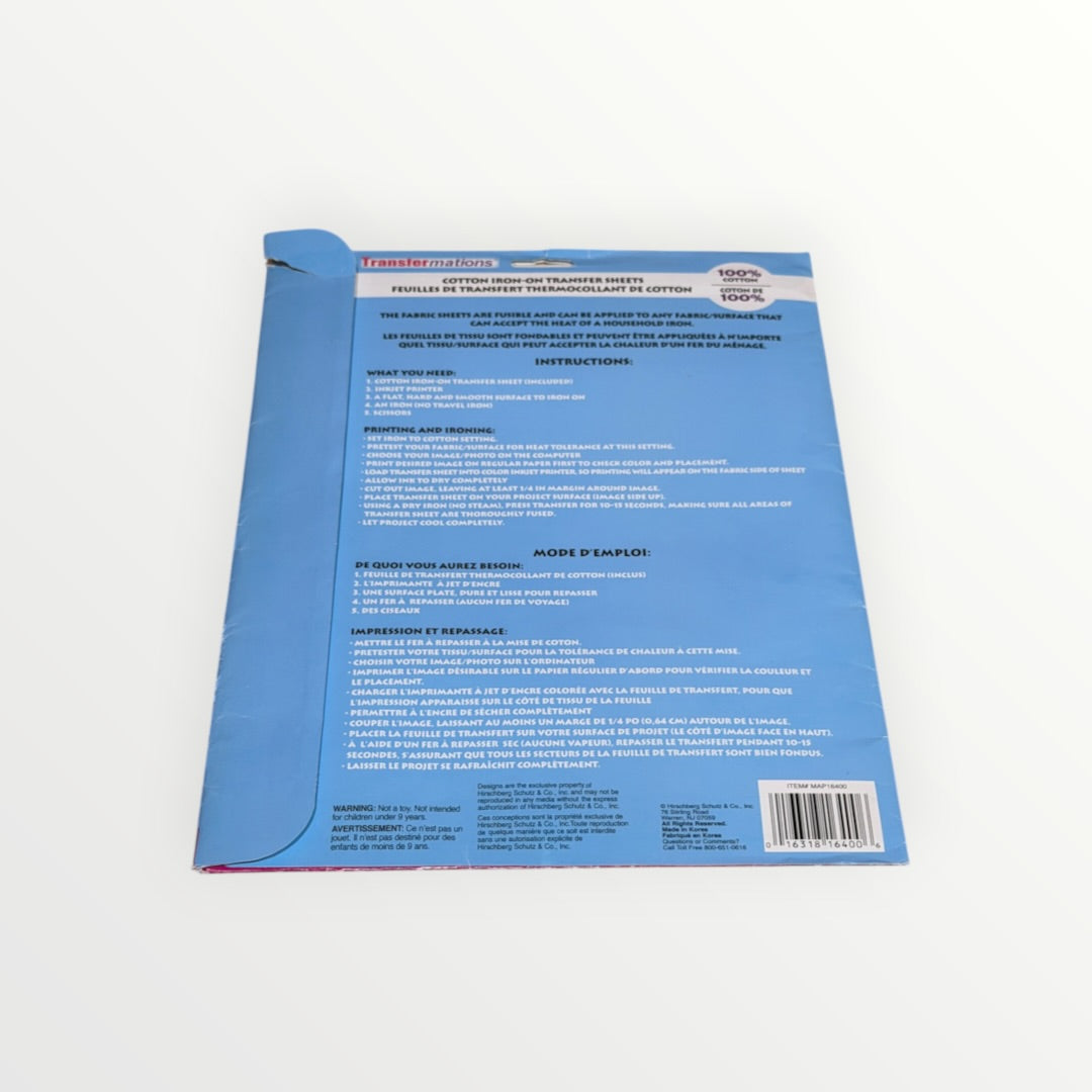 Transfermations Design & Iron Cotton Iron-on Transfer Sheets 8.5" x 11"