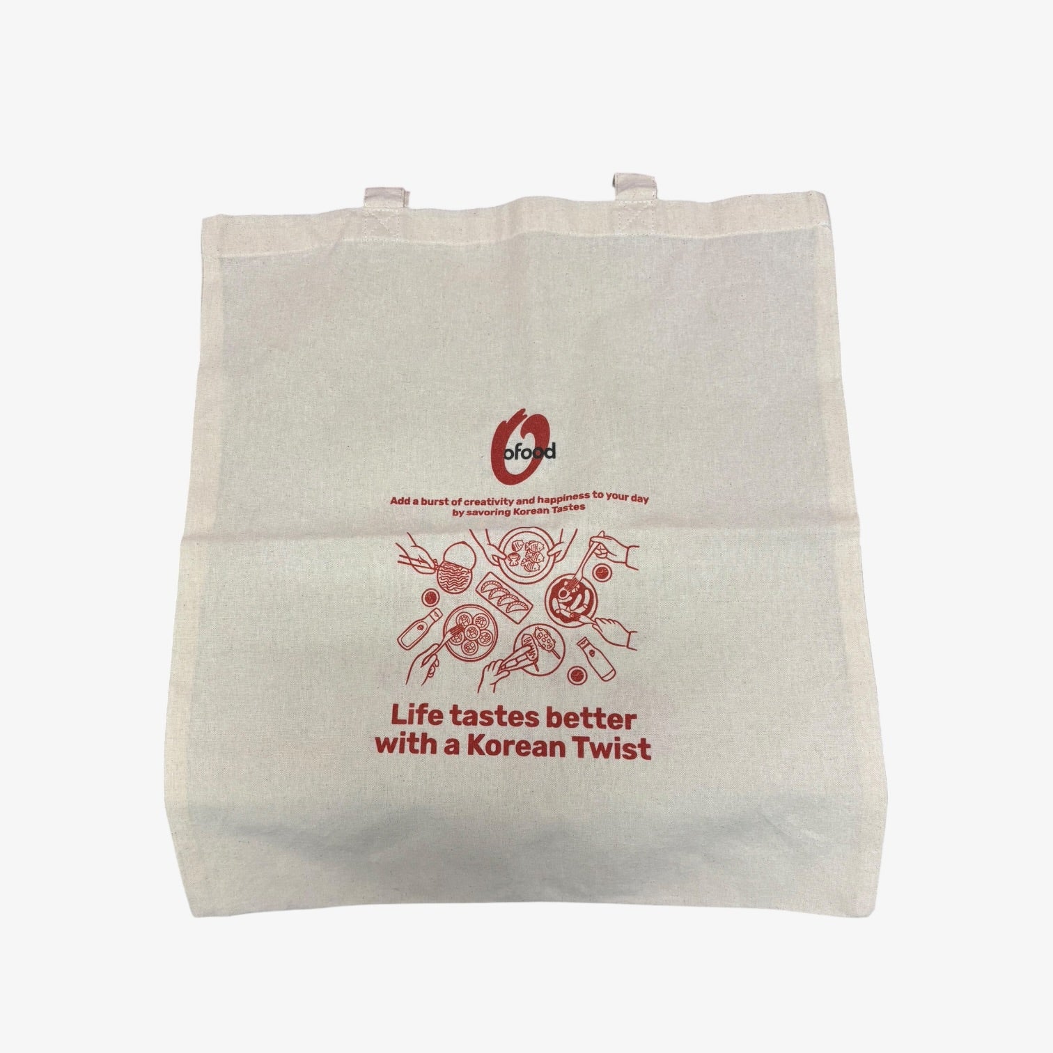 Korean Food-themed Cotton Canvas Tote Bag 16.5"x 14"