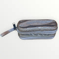 Multi-compartment Silver Glittery Cosmetic or Pencil Pouch with Built-in Mirror and Elastic Brush/Pen Loops 6" x 3" x 2.5"