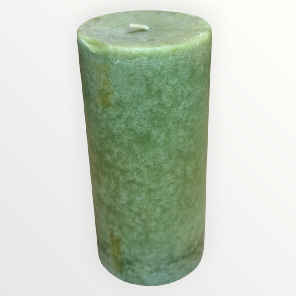 Cost Plus World Market Green Pillar Candle 3"D x 6"H