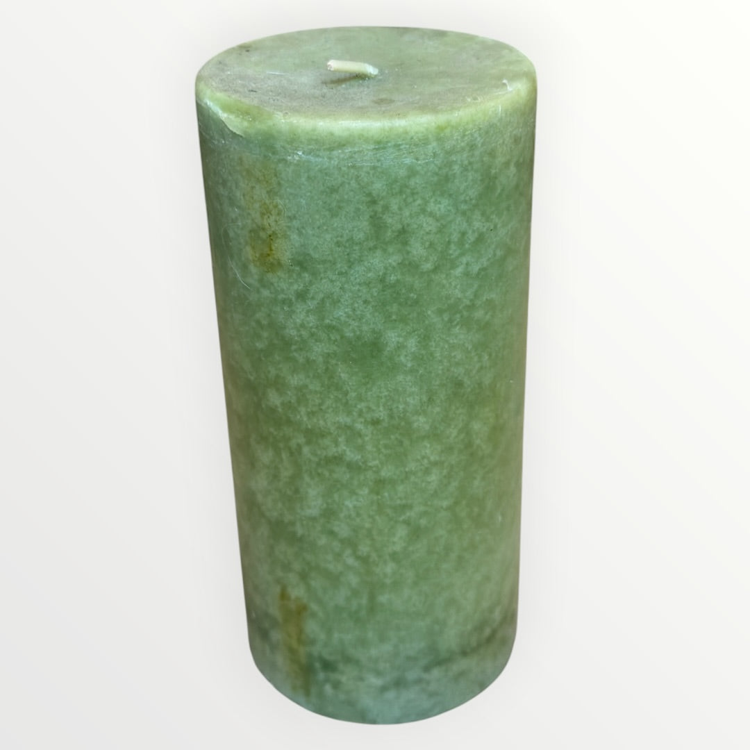 Cost Plus World Market Green Pillar Candle 3"D x 6"H