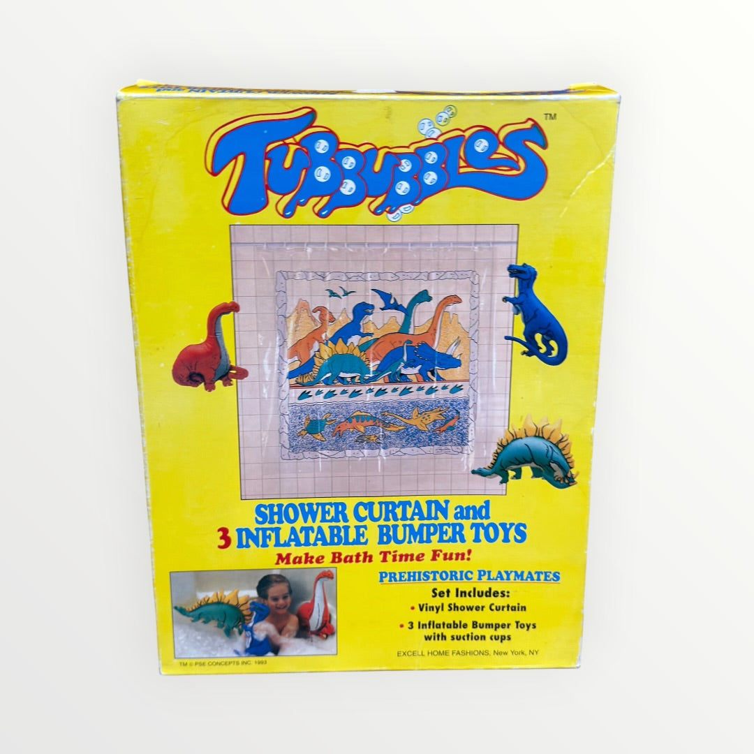 Vintage Tubbubbles: Shower Curtain and 3 Inflatable Bumper Toys