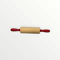 Red and Natural Wood Rolling Pin 11"L