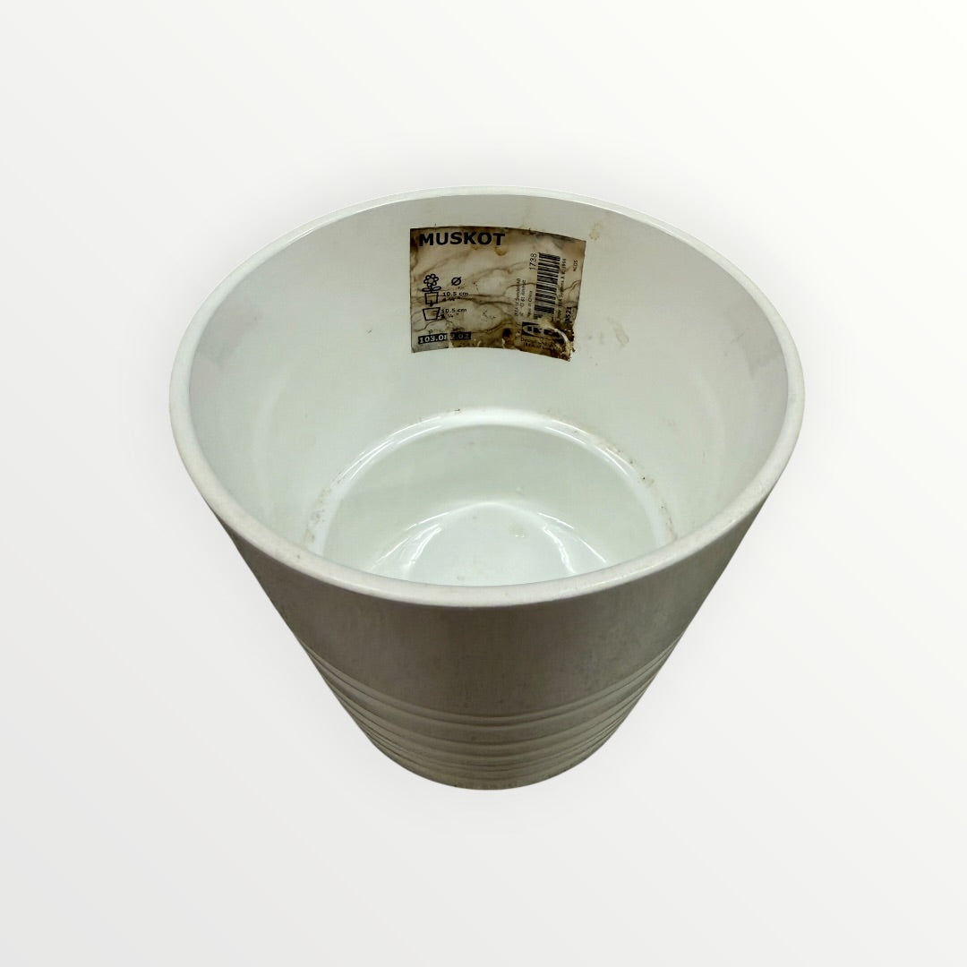 IKEA MUSKOT Ceramic Flowerpot White 6"D x 5"H