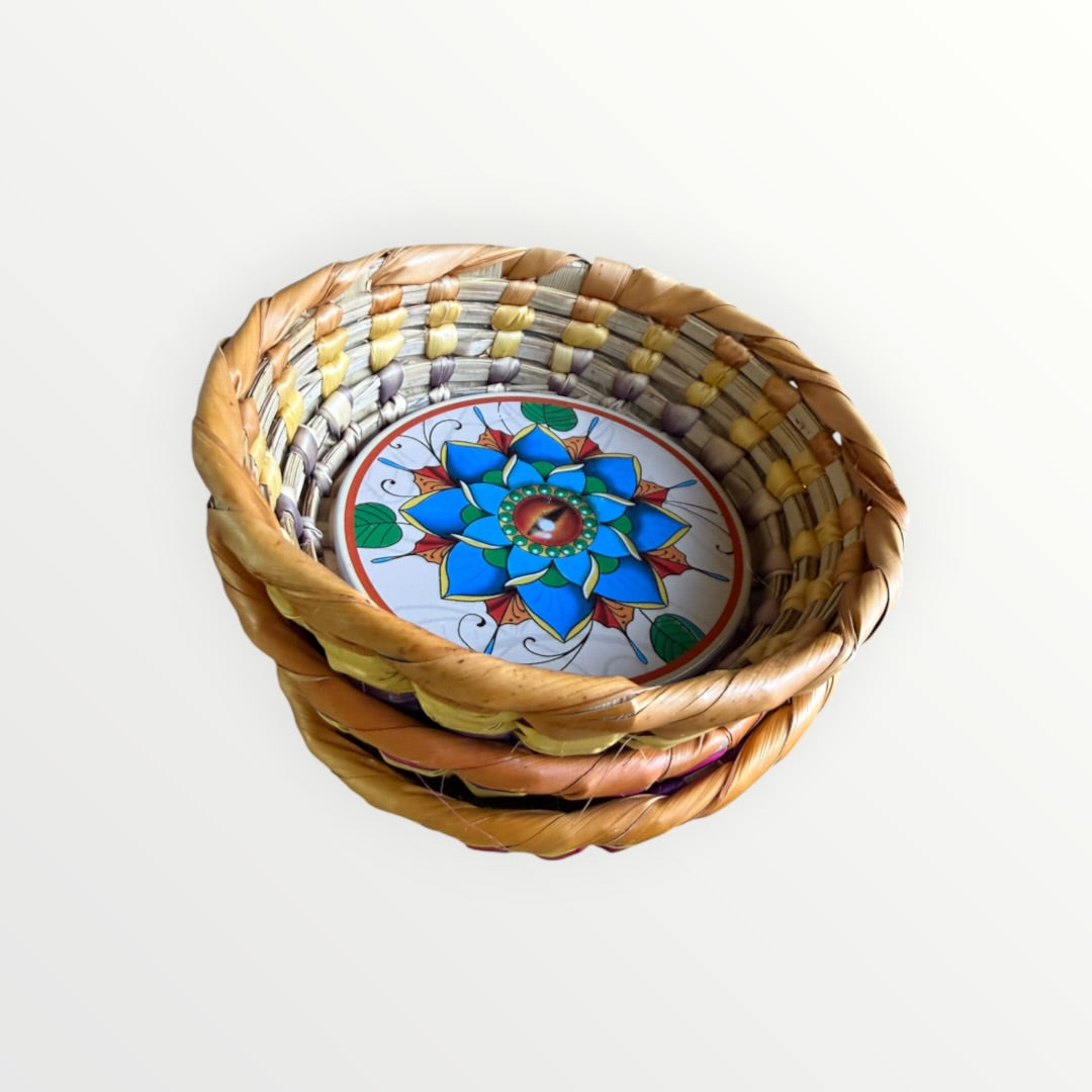 Handwoven 4"D Mexican Tortilla Basket Set Pack of 3
