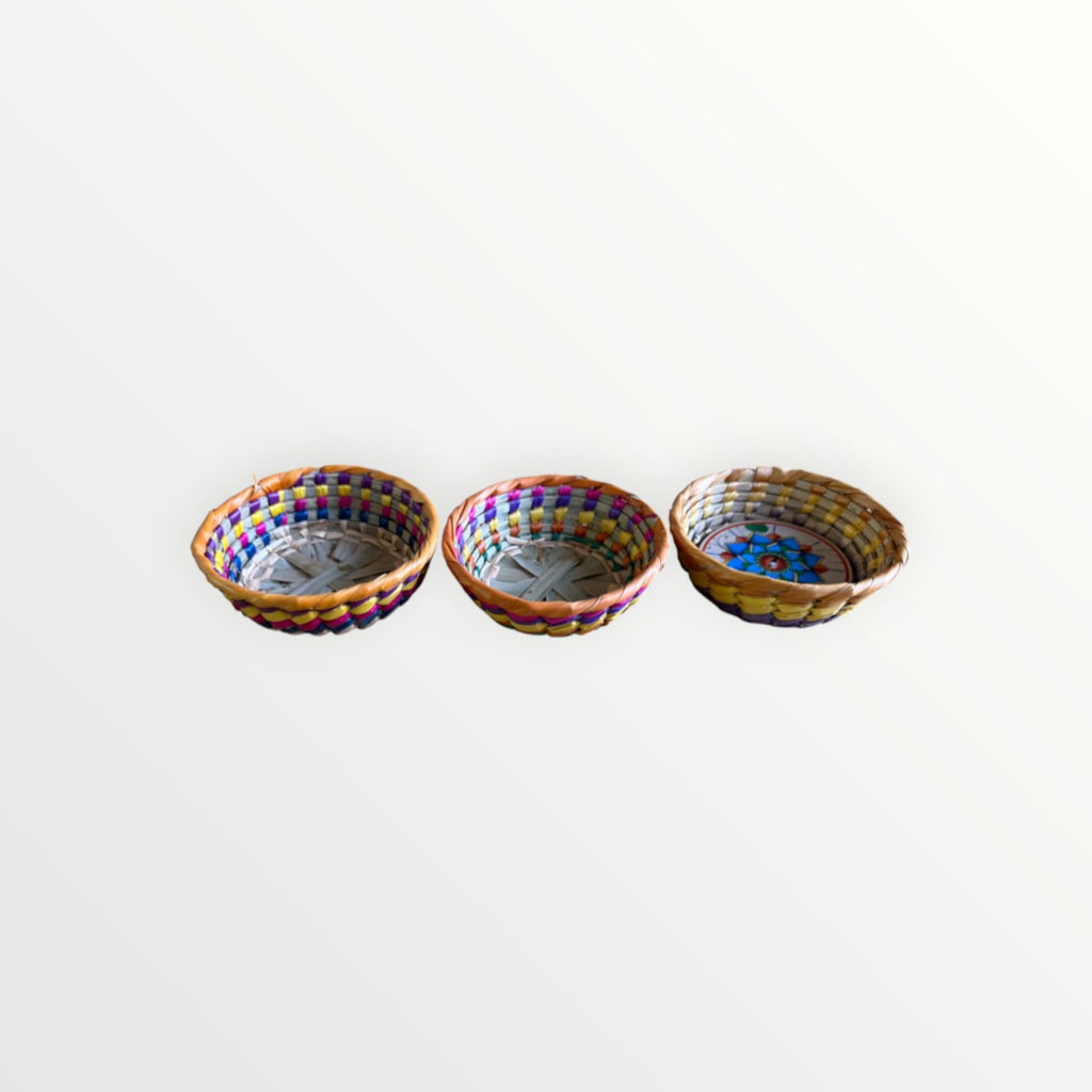 Handwoven 4"D Mexican Tortilla Basket Set Pack of 3