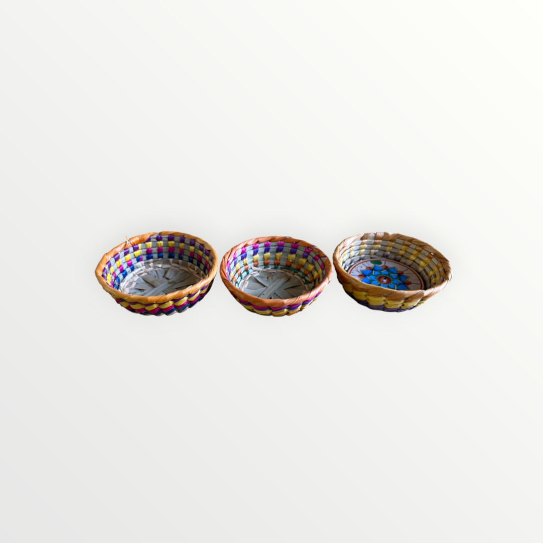 Handwoven 4"D Mexican Tortilla Basket Set Pack of 3