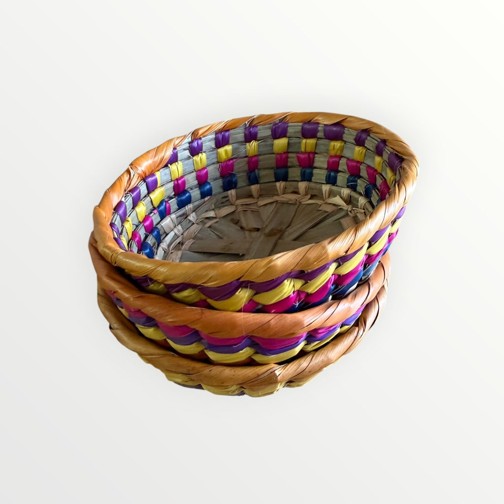 Handwoven 4"D Mexican Tortilla Basket Set Pack of 3