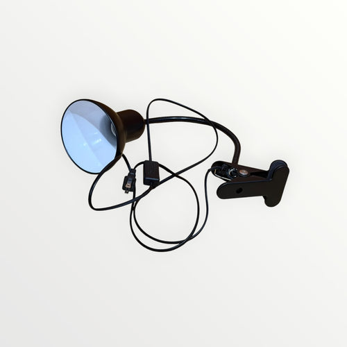 Black Flexible Gooseneck Clamp Lamp with Metal Shade & Switch