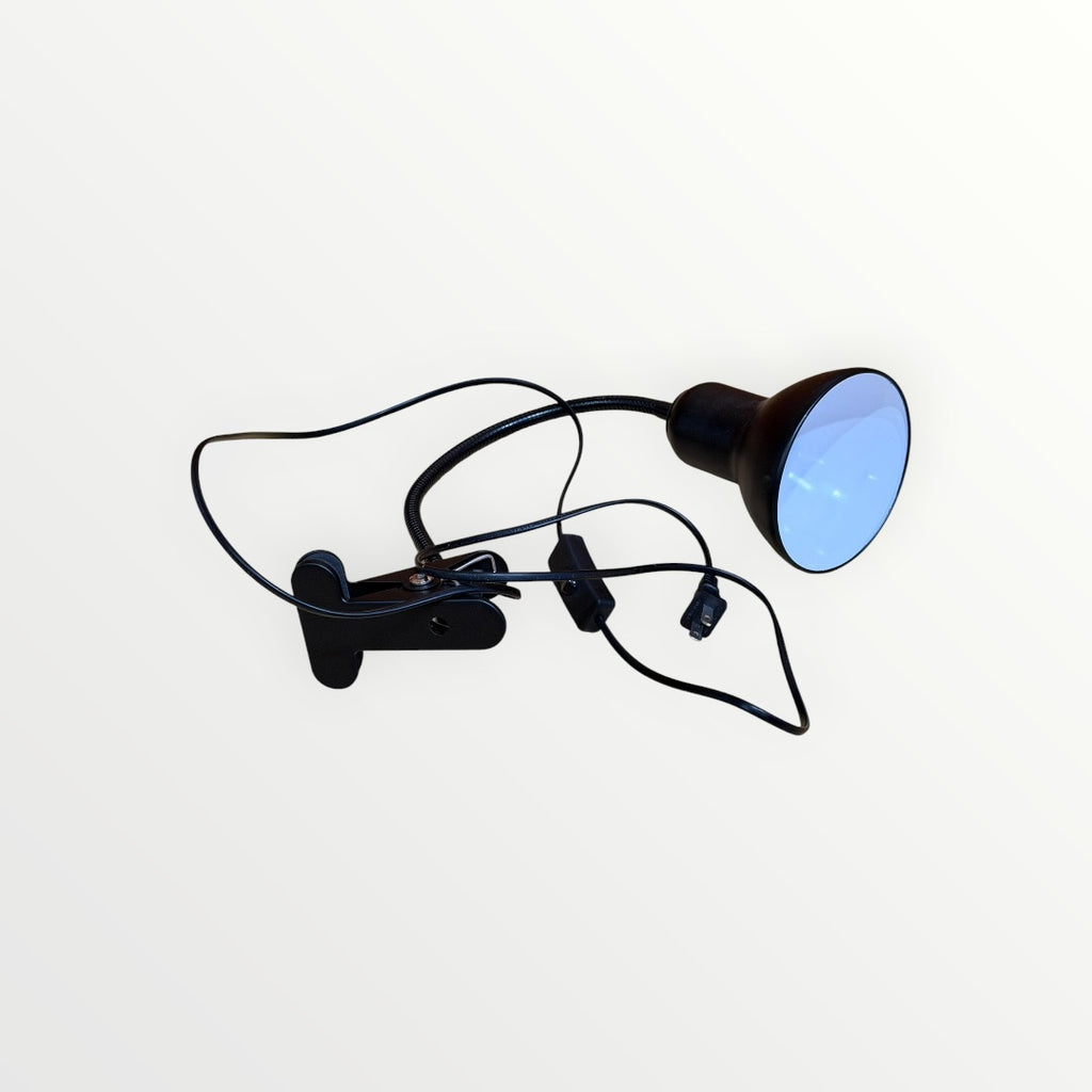 Black Flexible Gooseneck Clamp Lamp with Metal Shade & Switch