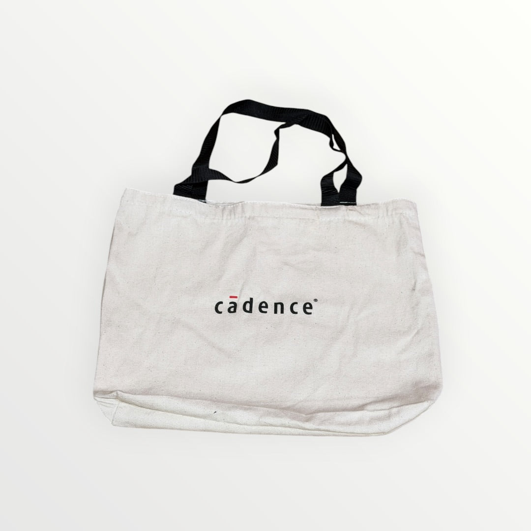 Cadence White Canvas Tote Bag with Black Handles