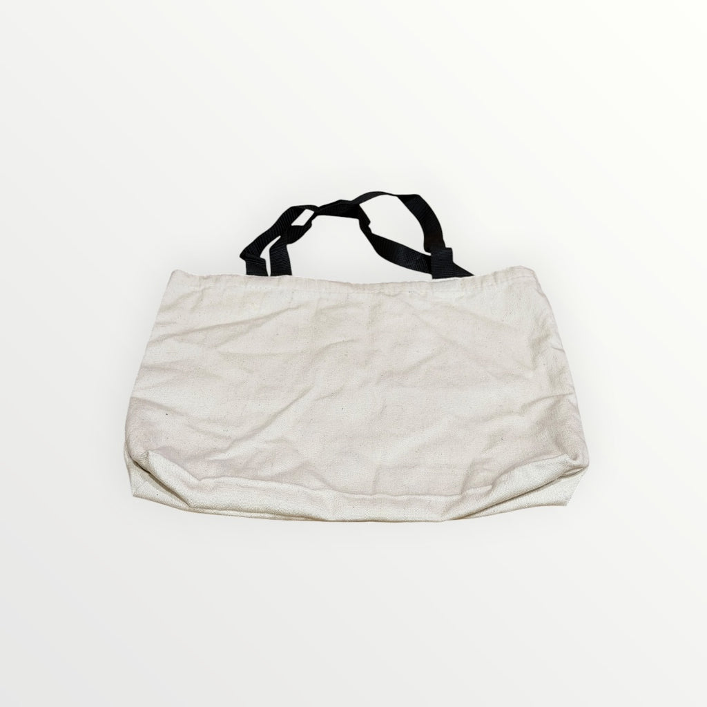 Cadence White Canvas Tote Bag with Black Handles