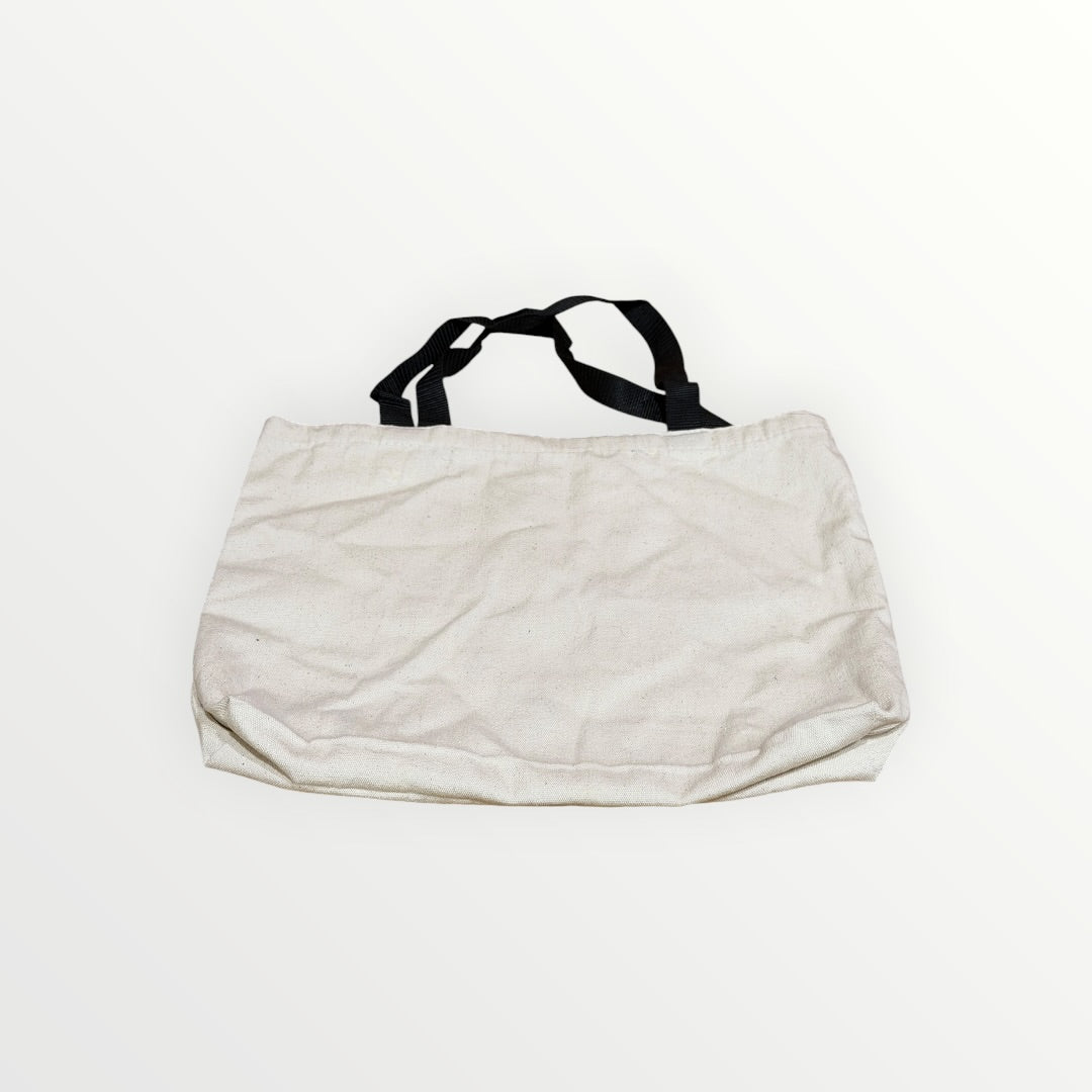 Cadence White Canvas Tote Bag with Black Handles