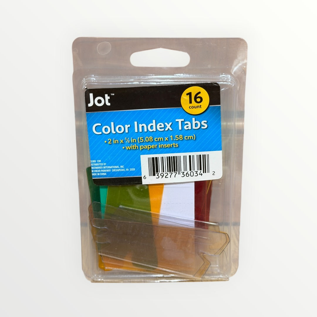Pack of Jot Color Index Tabs 16 Count 2" x 5/8"