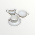 Set of 4 Vintage Chelsea Wicker Copeland SPODE White Porcelain Cup, Saucer, Creamer & Soup Bowl