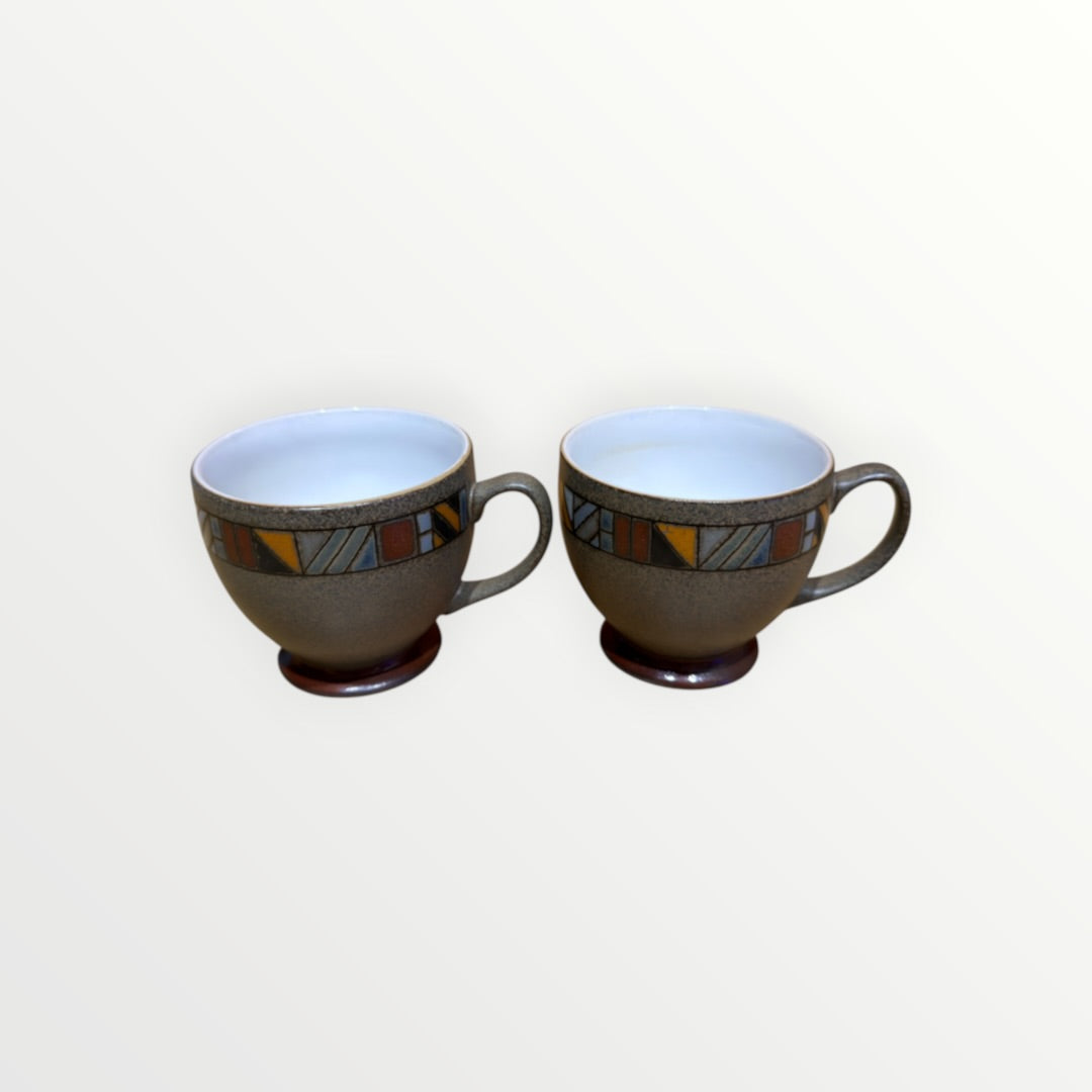 Set of 2 Vintage Denby Marrakesh Stoneware Tea Cups Crafted in England 3.25"H