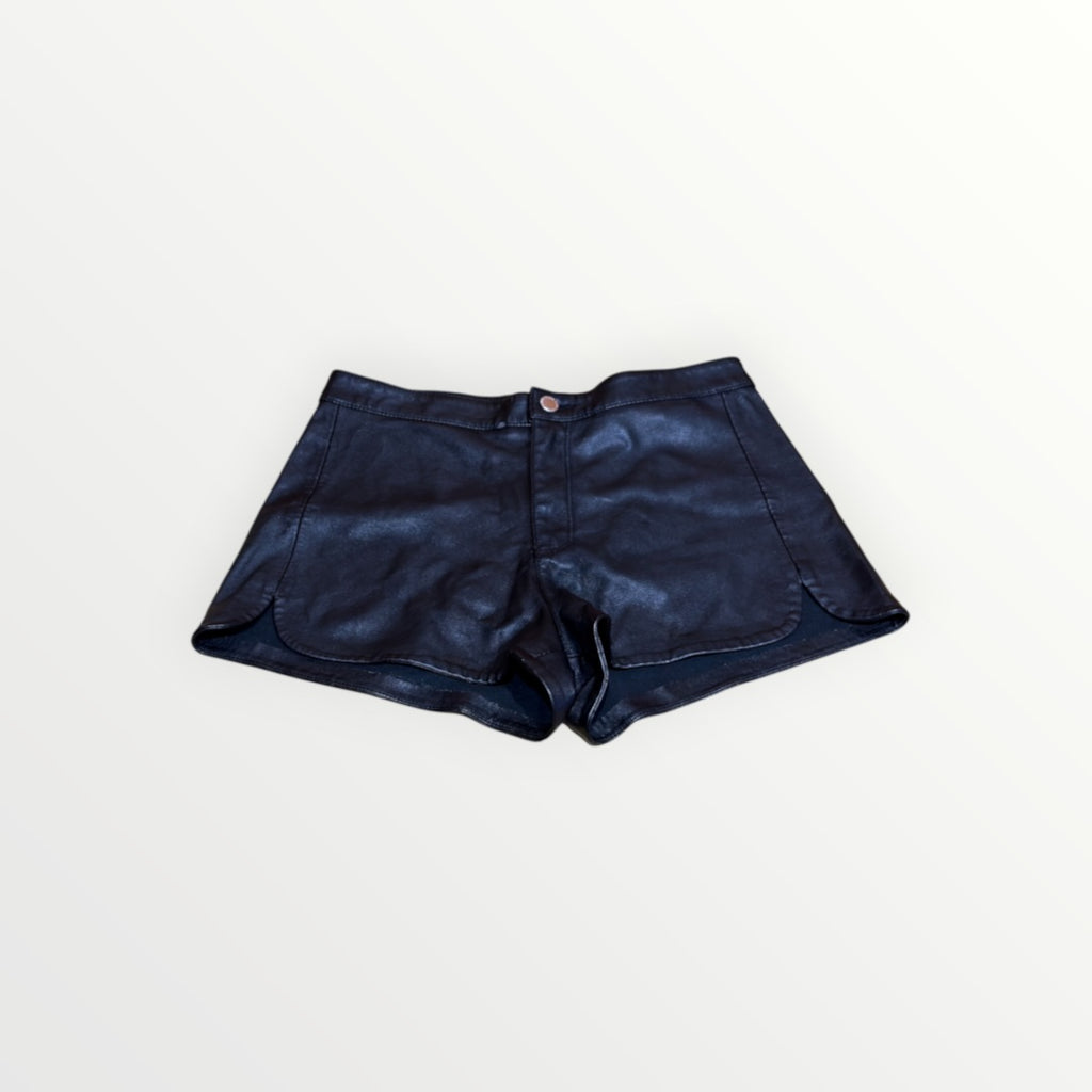 H&M Divided Faux Leather Shorts Black Size: 8