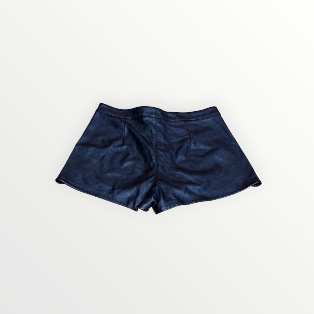 H&M Divided Faux Leather Shorts Black Size: 8