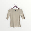 Banana Republic Beige Scoop Neck 3/4 Sleeve Ribbed Knit Top