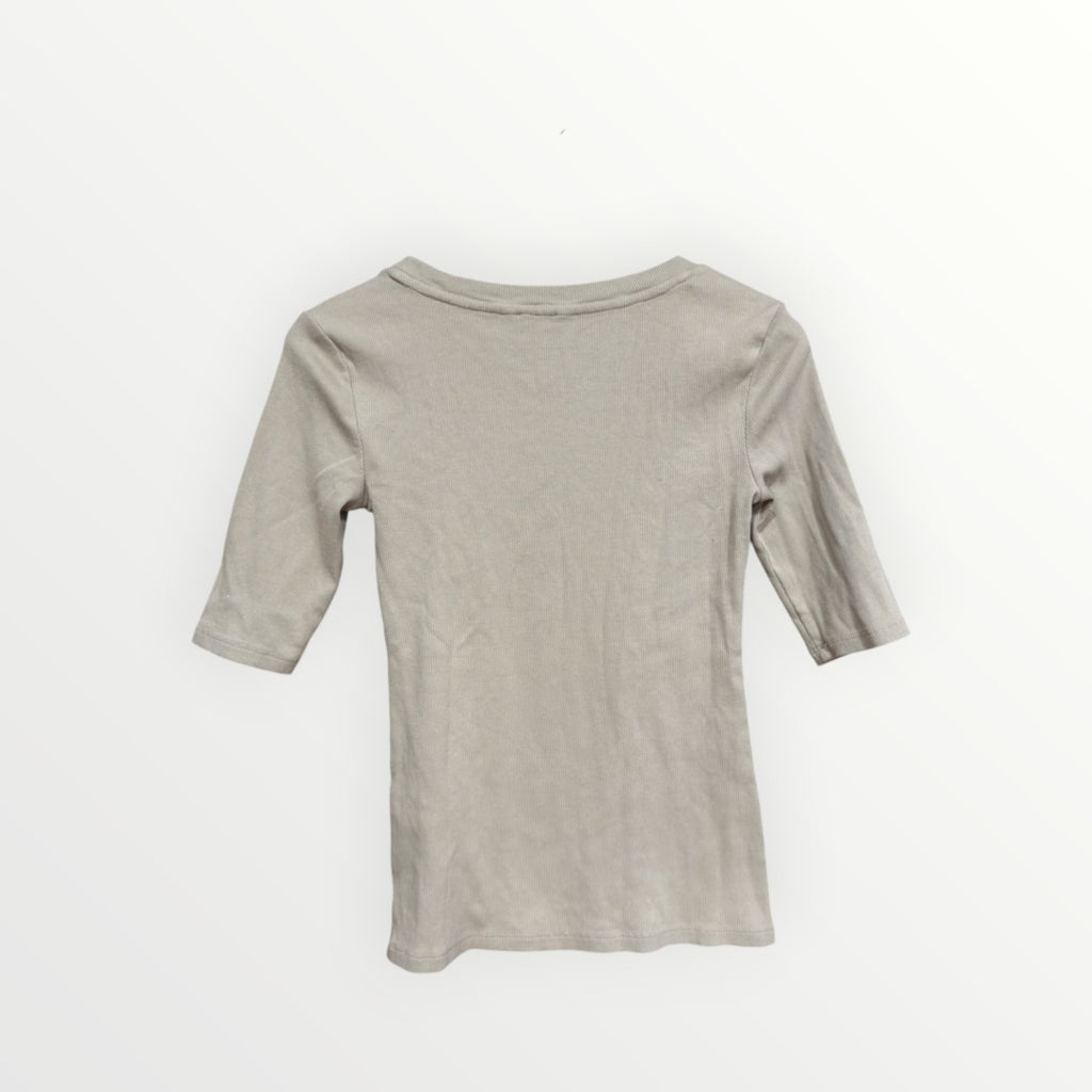 Banana Republic Beige Scoop Neck 3/4 Sleeve Ribbed Knit Top