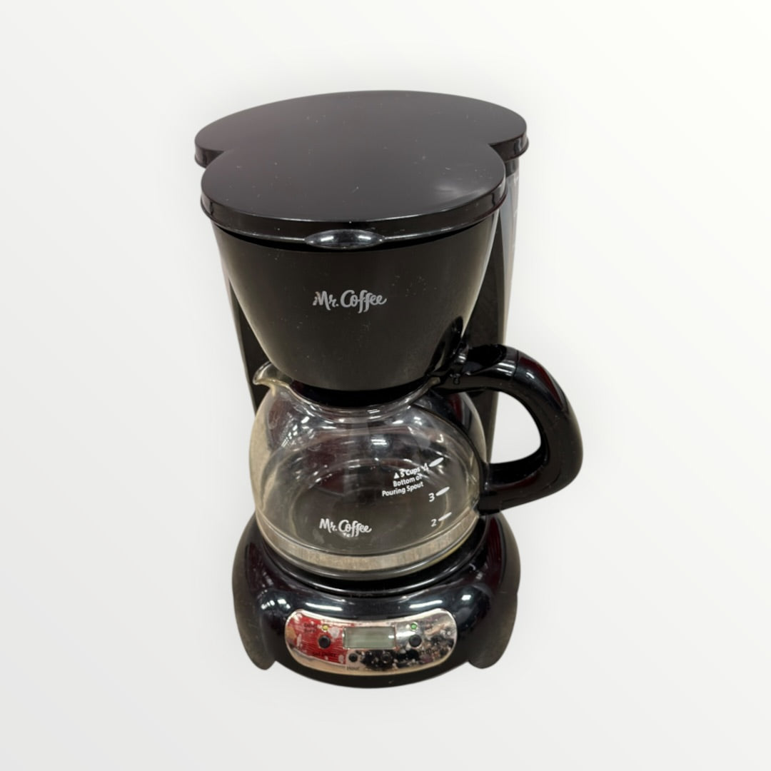 Mr. Coffee Programmable Coffee Maker 5 Cups with Auto Pause Glass Carafe Compact Design Black