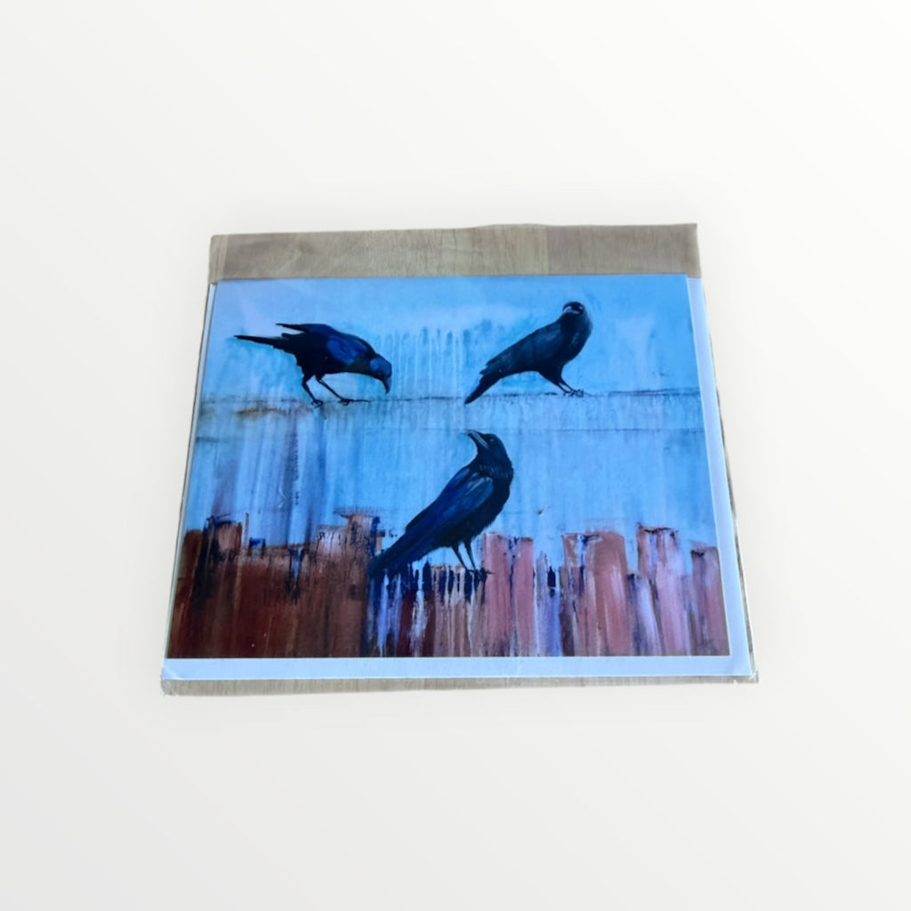 "Watching Over Him"Acrylic on Wood Blank Greeting Card 5.25" x 4.25"