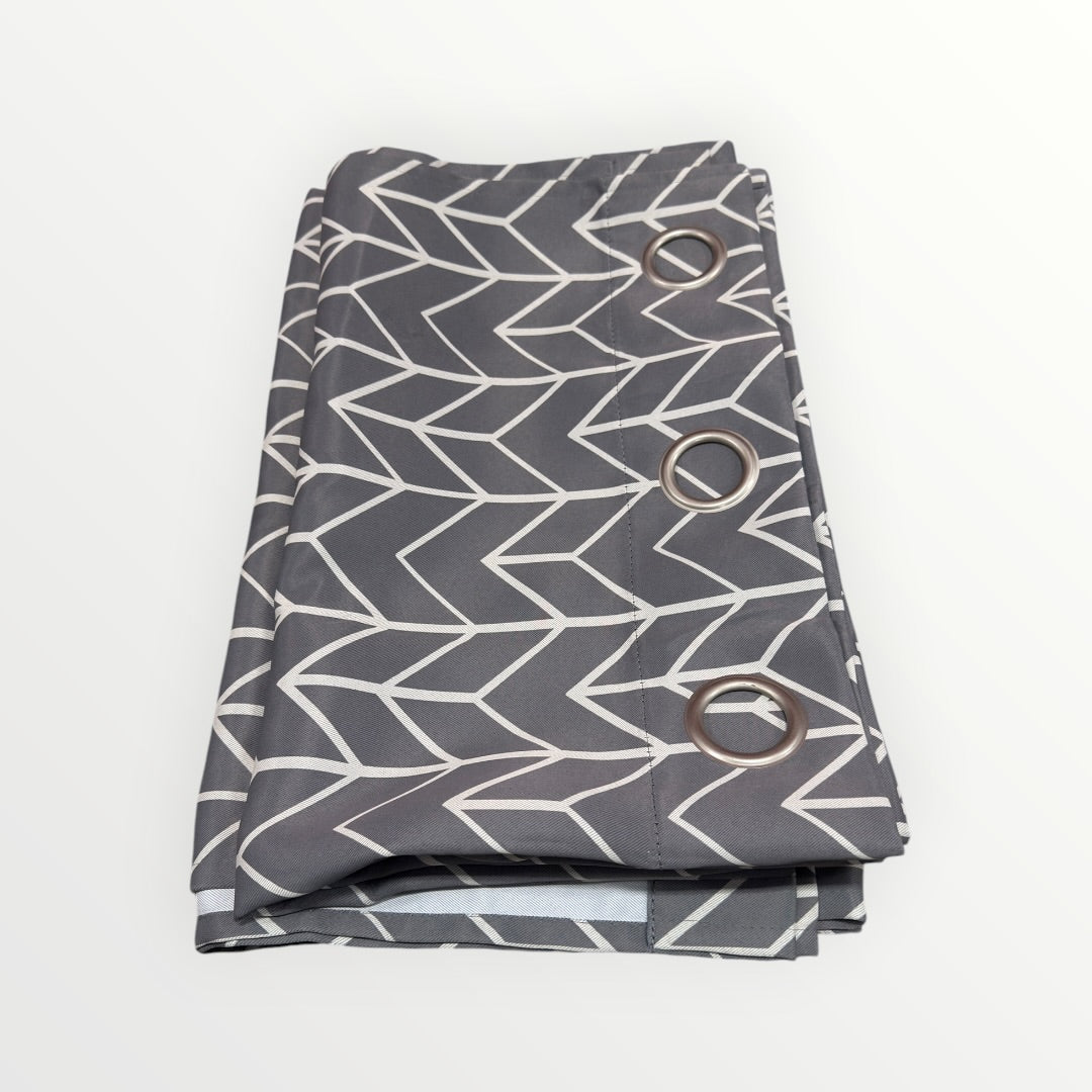 Set of 2 Sun Zero Kenwood Chevron Blackout Grommet Curtain Panels, Gray, 40"W x 95"L