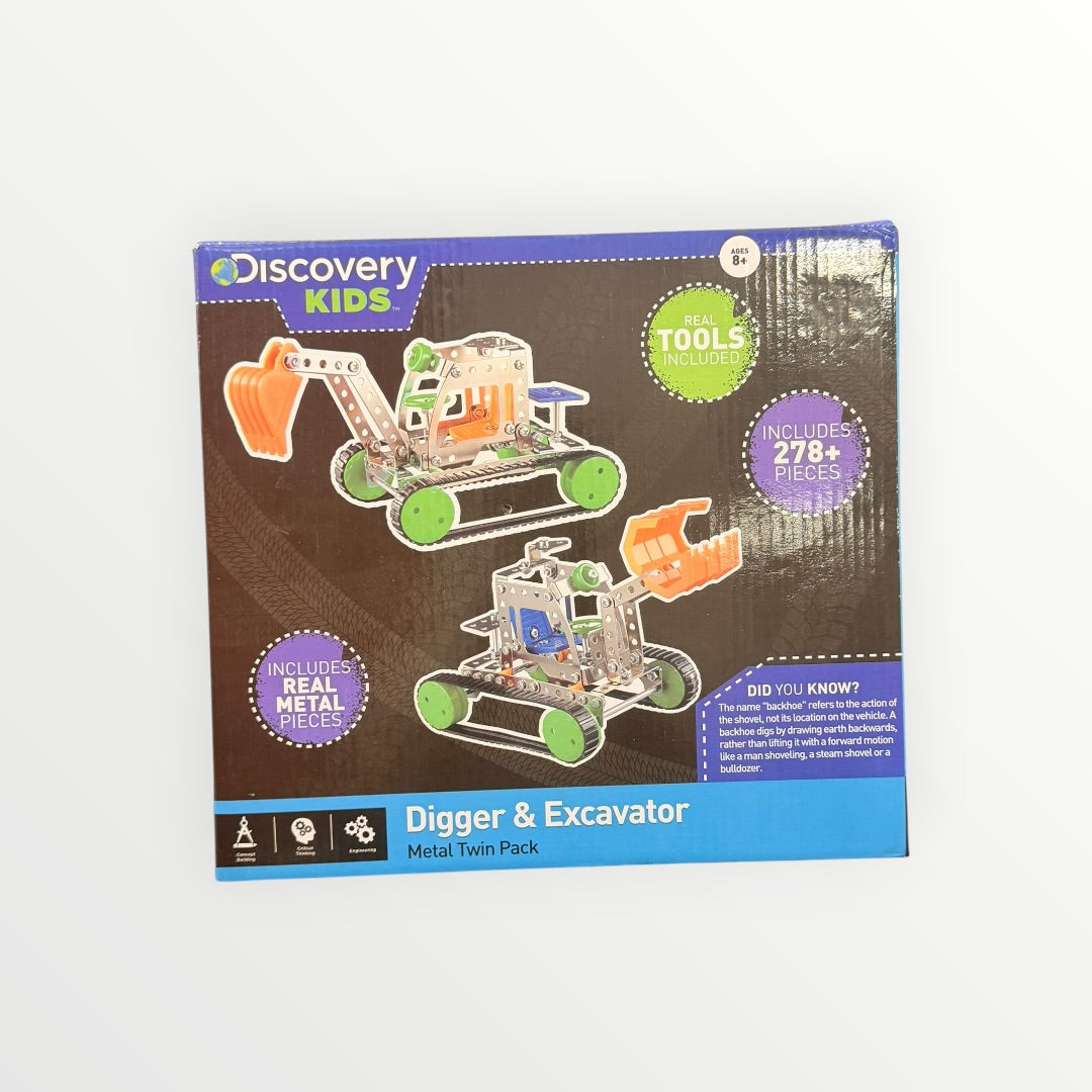 Discovery Kids Digger & Excavator Metal Twin Pack featuring Over 278 pieces.