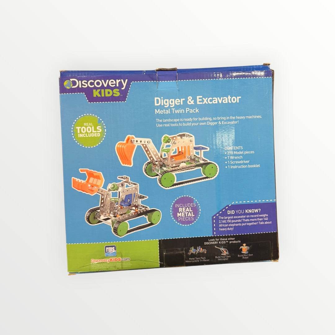 Discovery Kids Digger & Excavator Metal Twin Pack featuring Over 278 pieces.