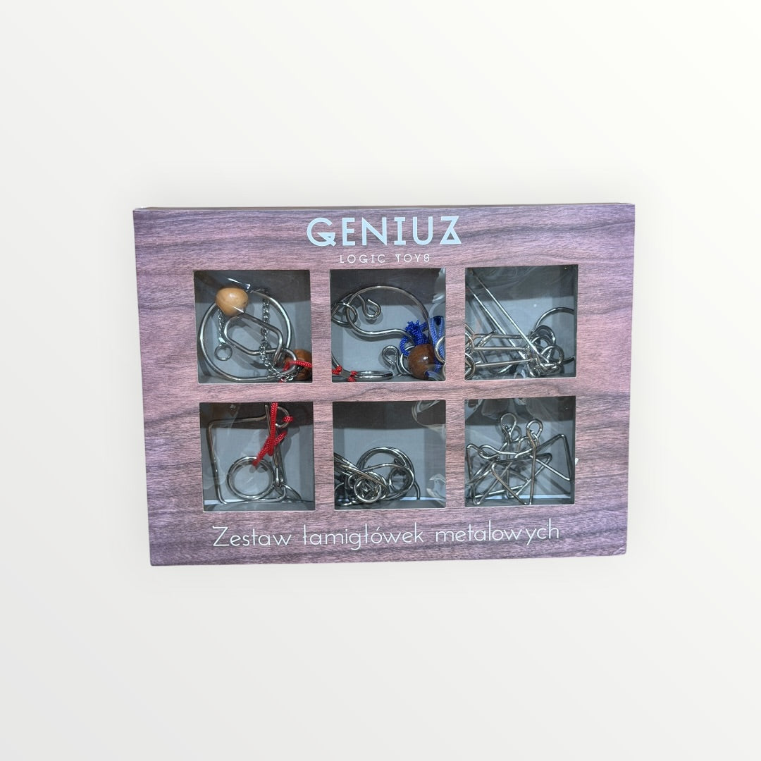 GENIUZ Logic Toys Metal Brain Teaser Puzzle Set