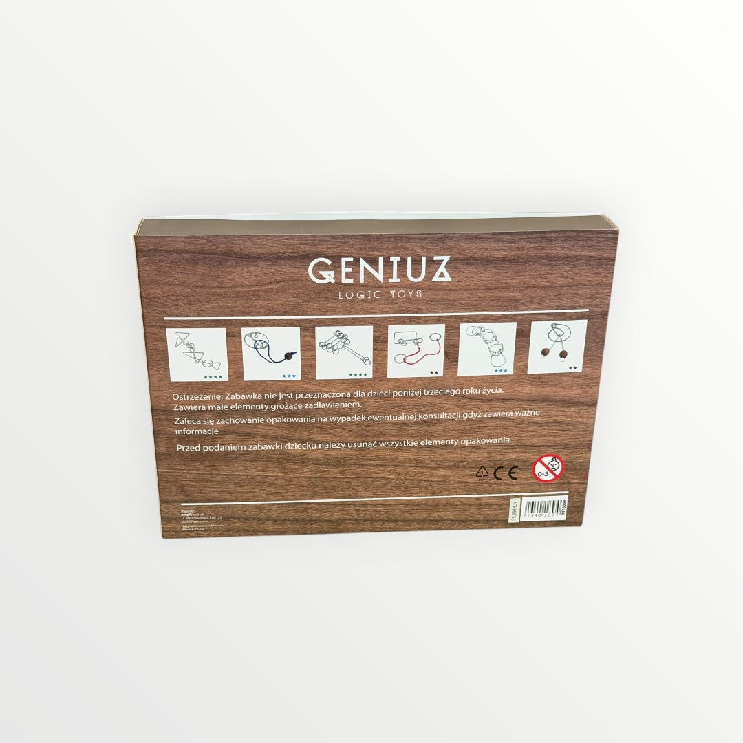 GENIUZ Logic Toys Metal Brain Teaser Puzzle Set