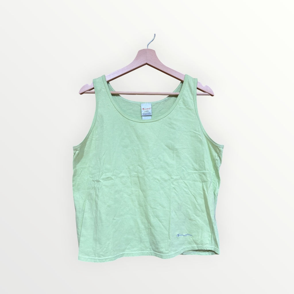 Champion Light Green Cotton Sleeveless Tank Top Size: L