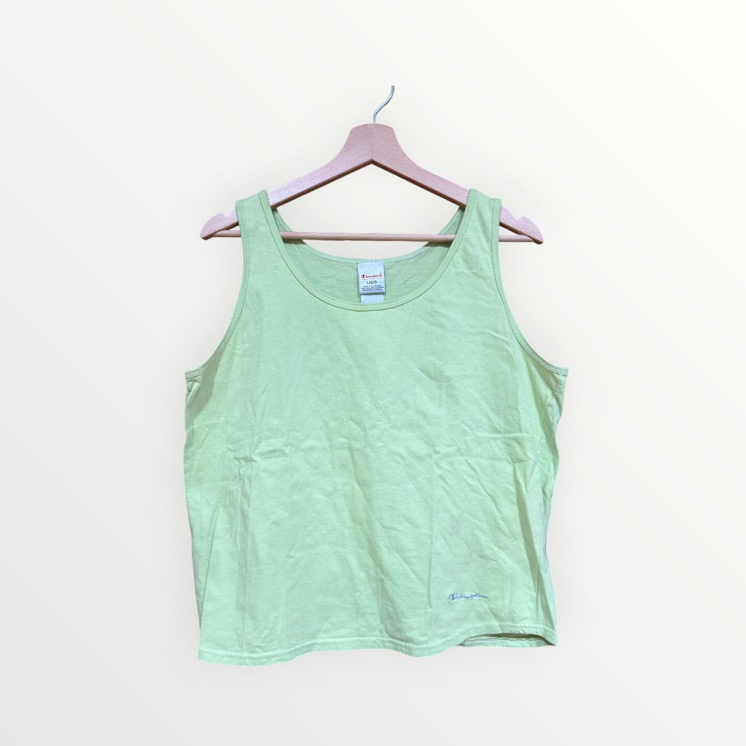 Champion Light Green Cotton Sleeveless Tank Top Size: L