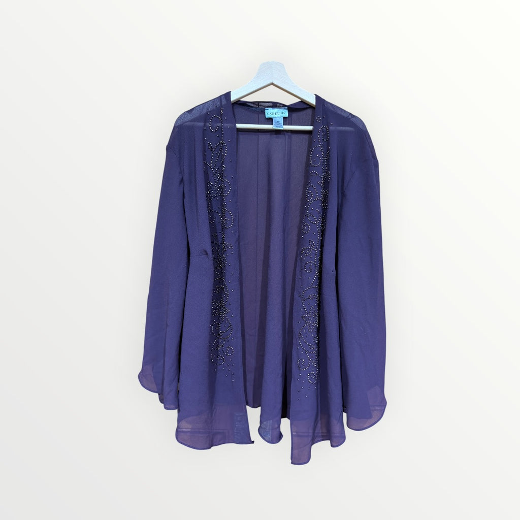 Catherines Sheer Open-Front Cardigan Purple Size: 28W