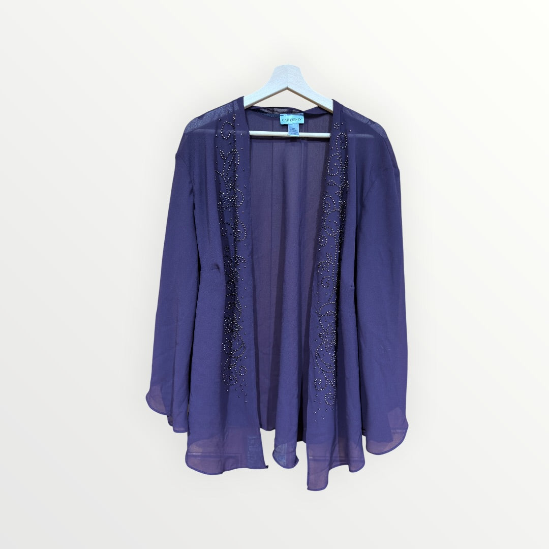 Catherines Sheer Open-Front Cardigan Purple Size: 28W