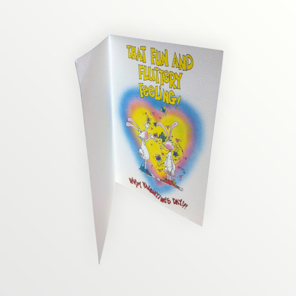 Vintage Cartoon Rabbit Valentine's Day Greeting Card