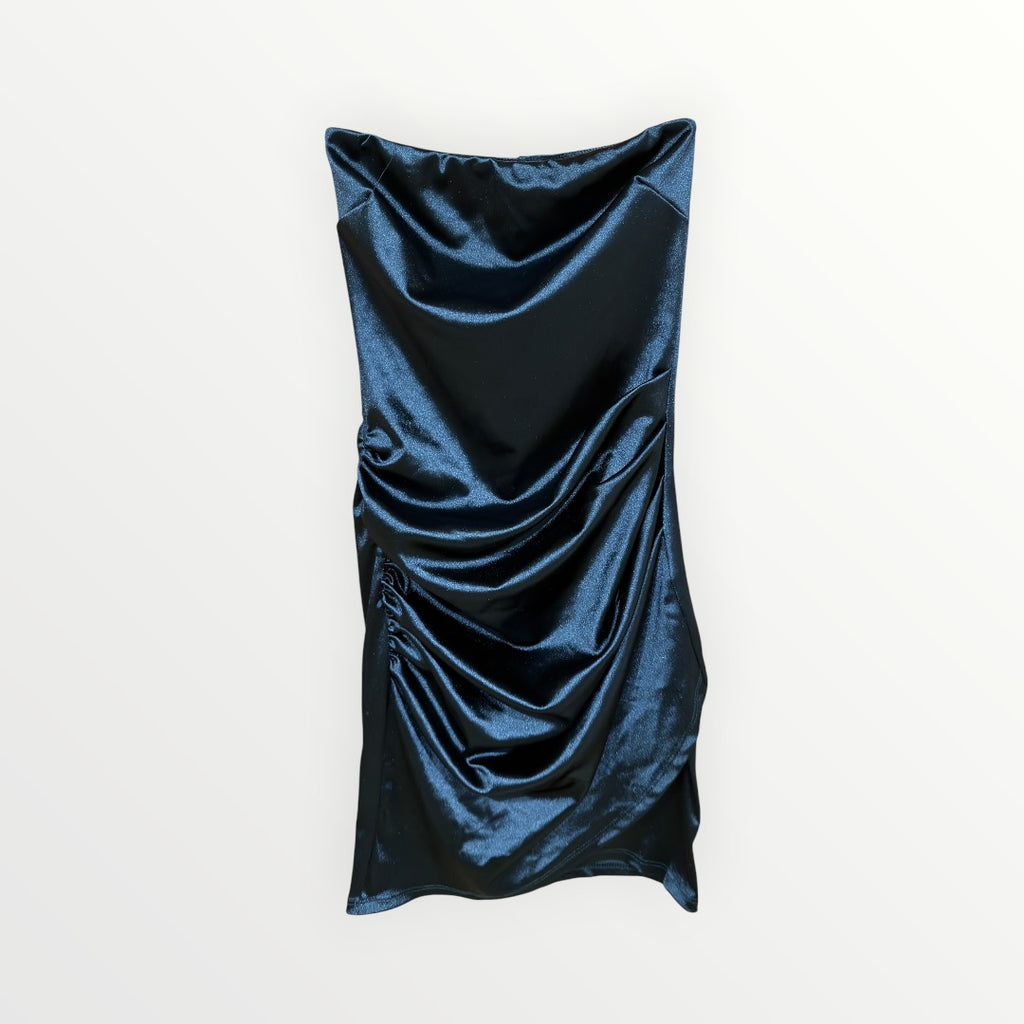 Windsor Black Wrap Satin Mini Dress Size: XS