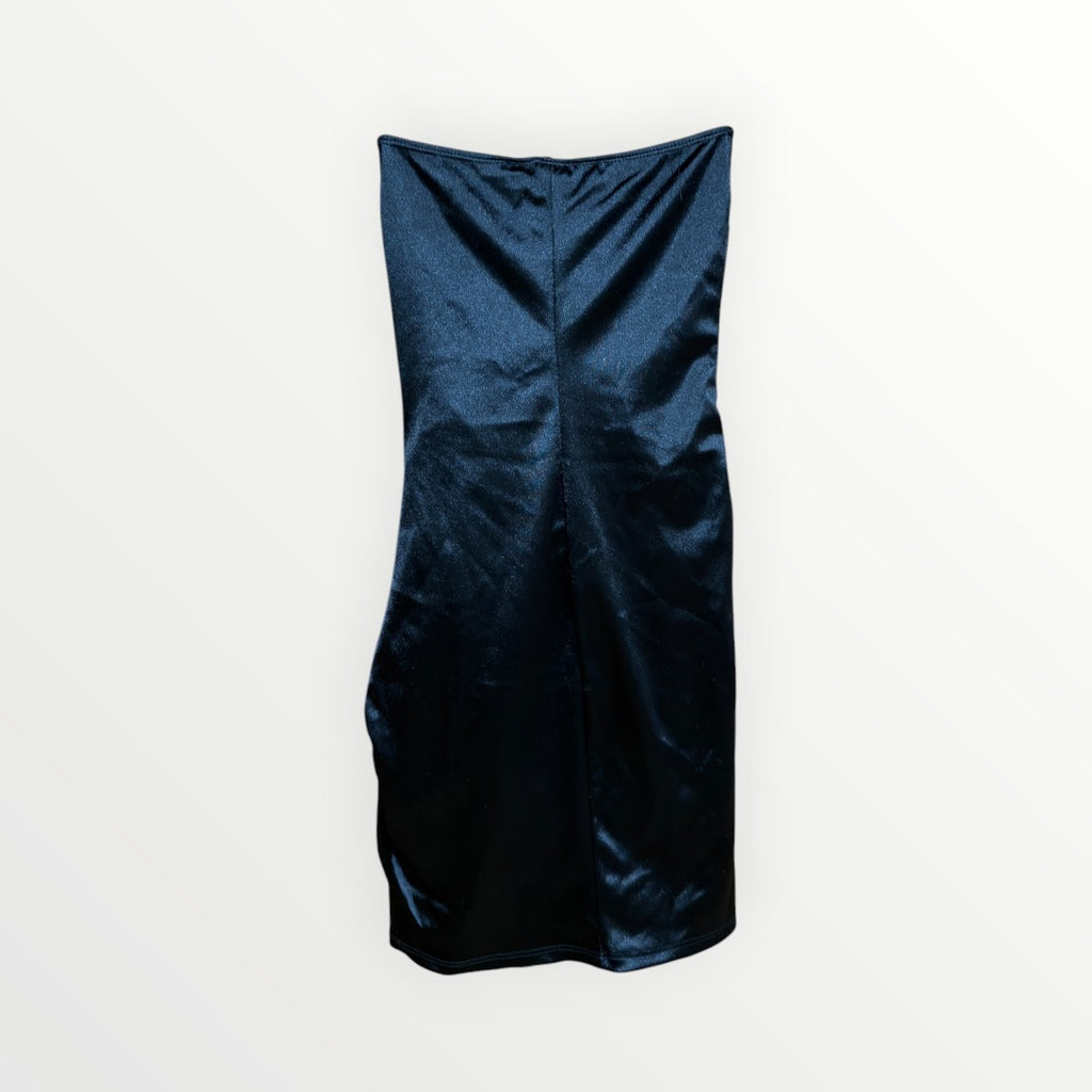 Windsor Black Wrap Satin Mini Dress Size: XS