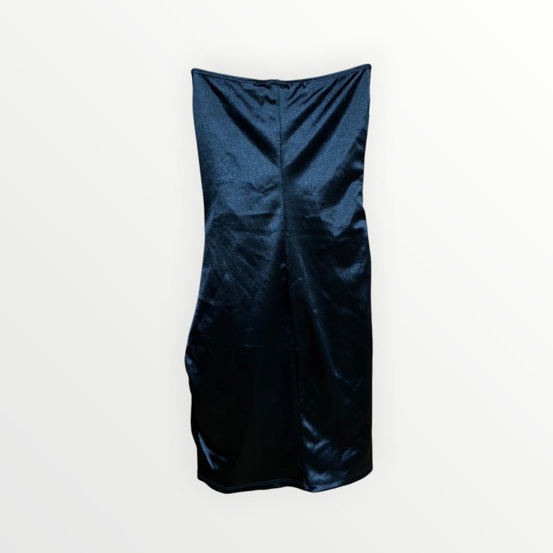Windsor Black Wrap Satin Mini Dress Size: XS