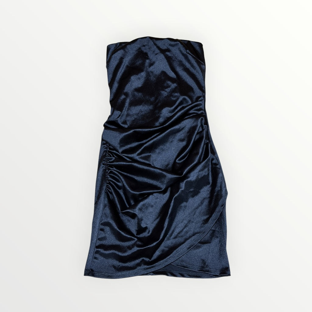 Windsor Black Wrap Satin Mini Dress Size: XS