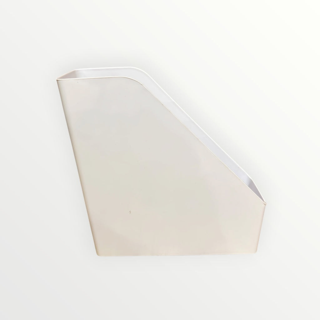 Rectangular Plastic Desk Organizer, Magazine Rack, White 10" x 3.7" x 12"