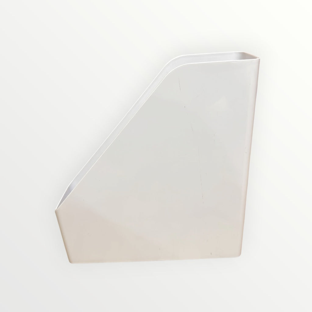 Rectangular Plastic Desk Organizer, Magazine Rack, White 10" x 3.7" x 12"