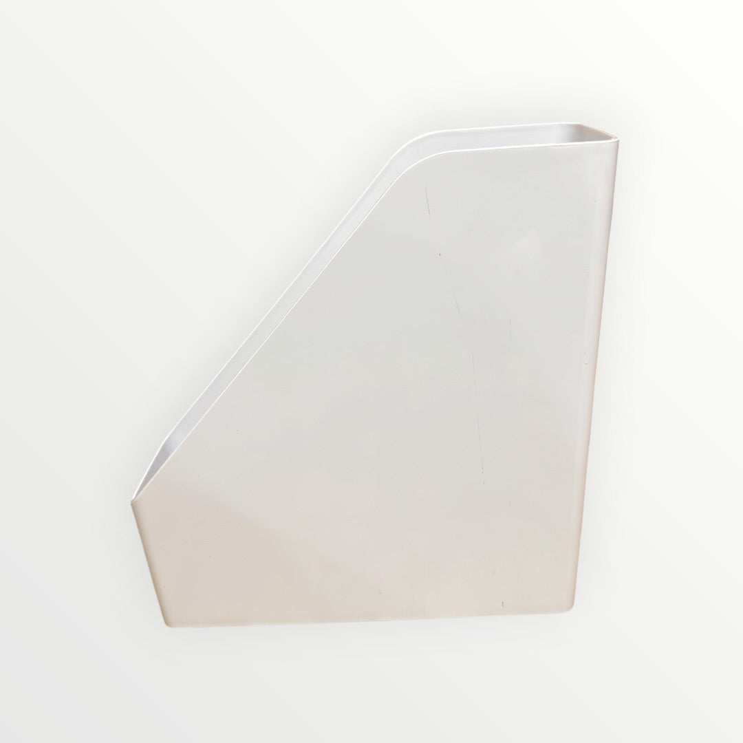 Rectangular Plastic Desk Organizer, Magazine Rack, White 10" x 3.7" x 12"