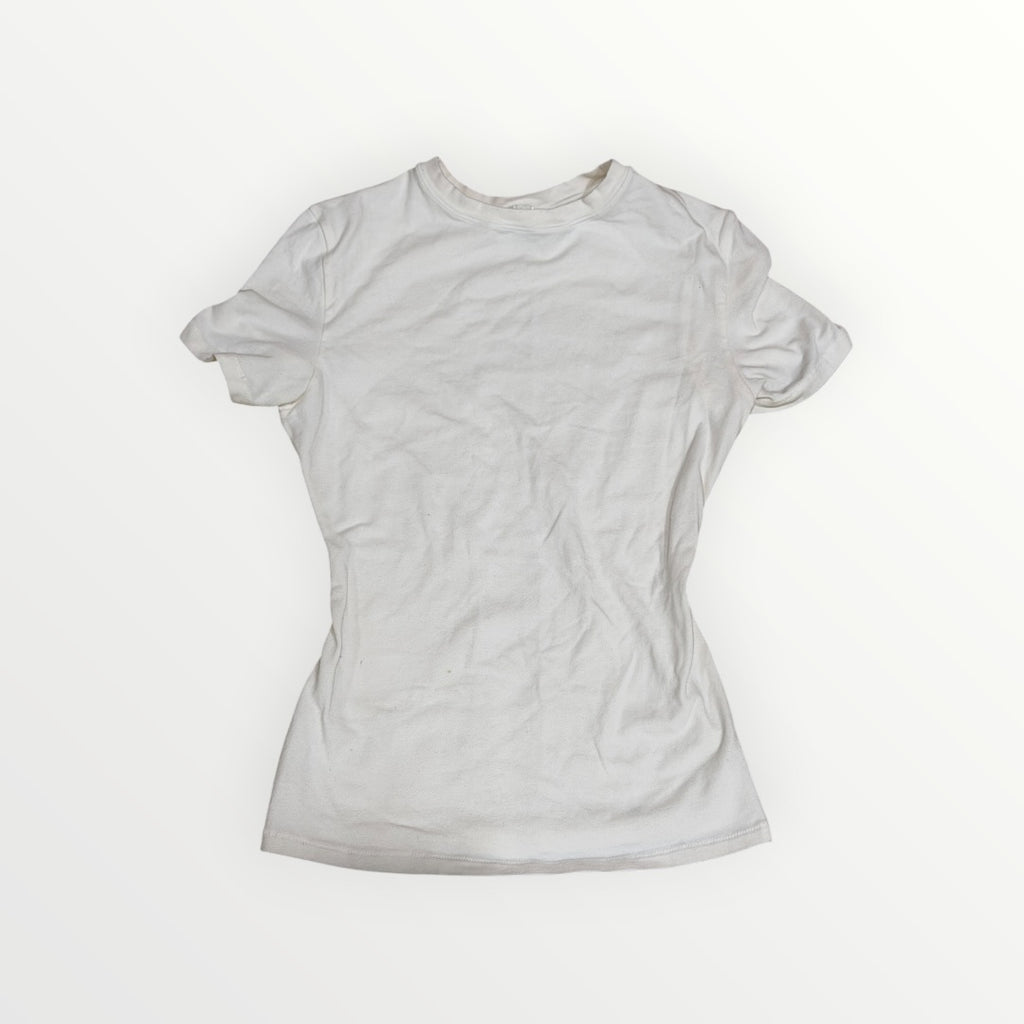 Shein White Minimalist Short-Sleeve T-shirt Size: XS