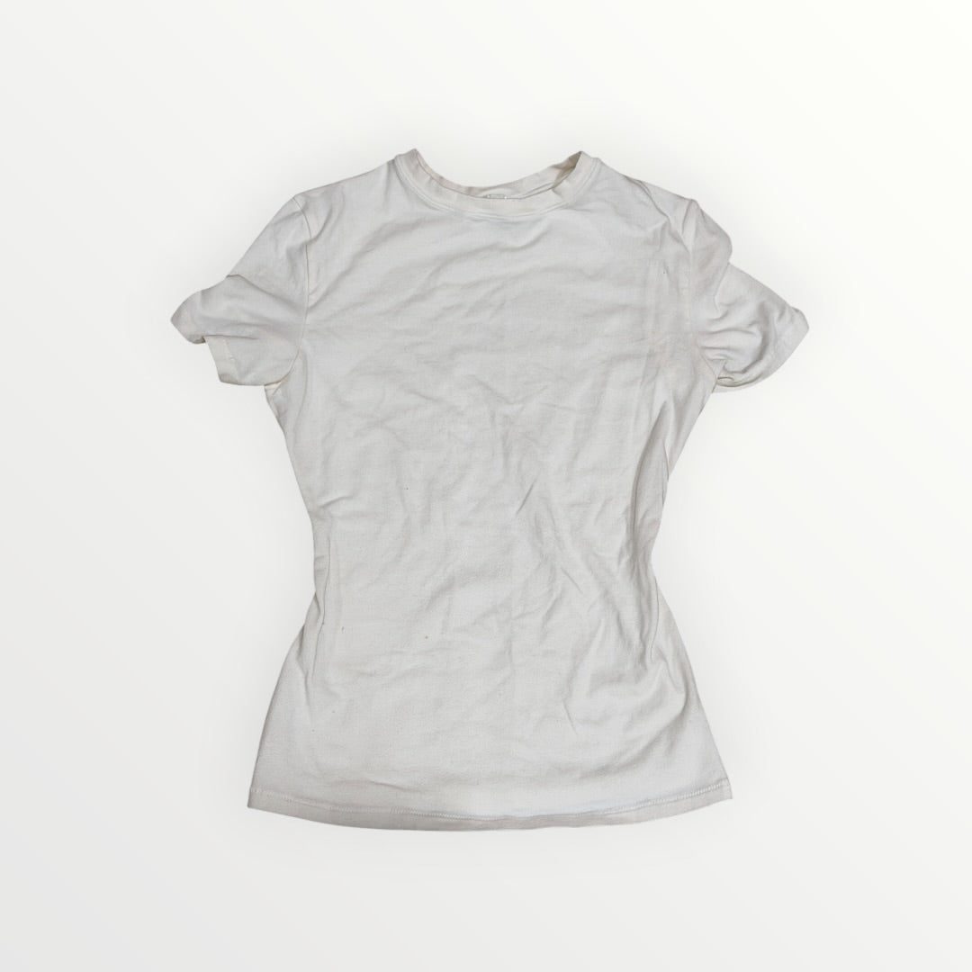 Shein White Minimalist Short-Sleeve T-shirt Size: XS