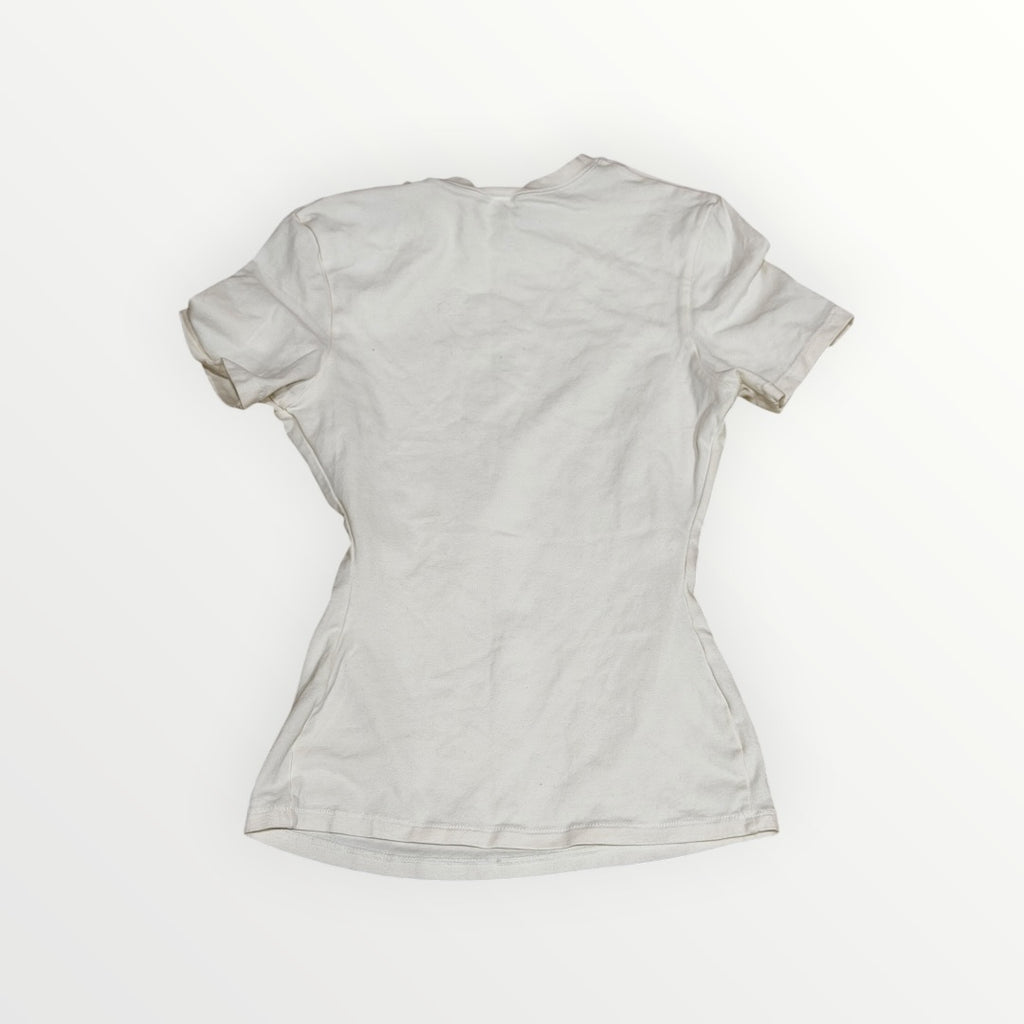 Shein White Minimalist Short-Sleeve T-shirt Size: XS