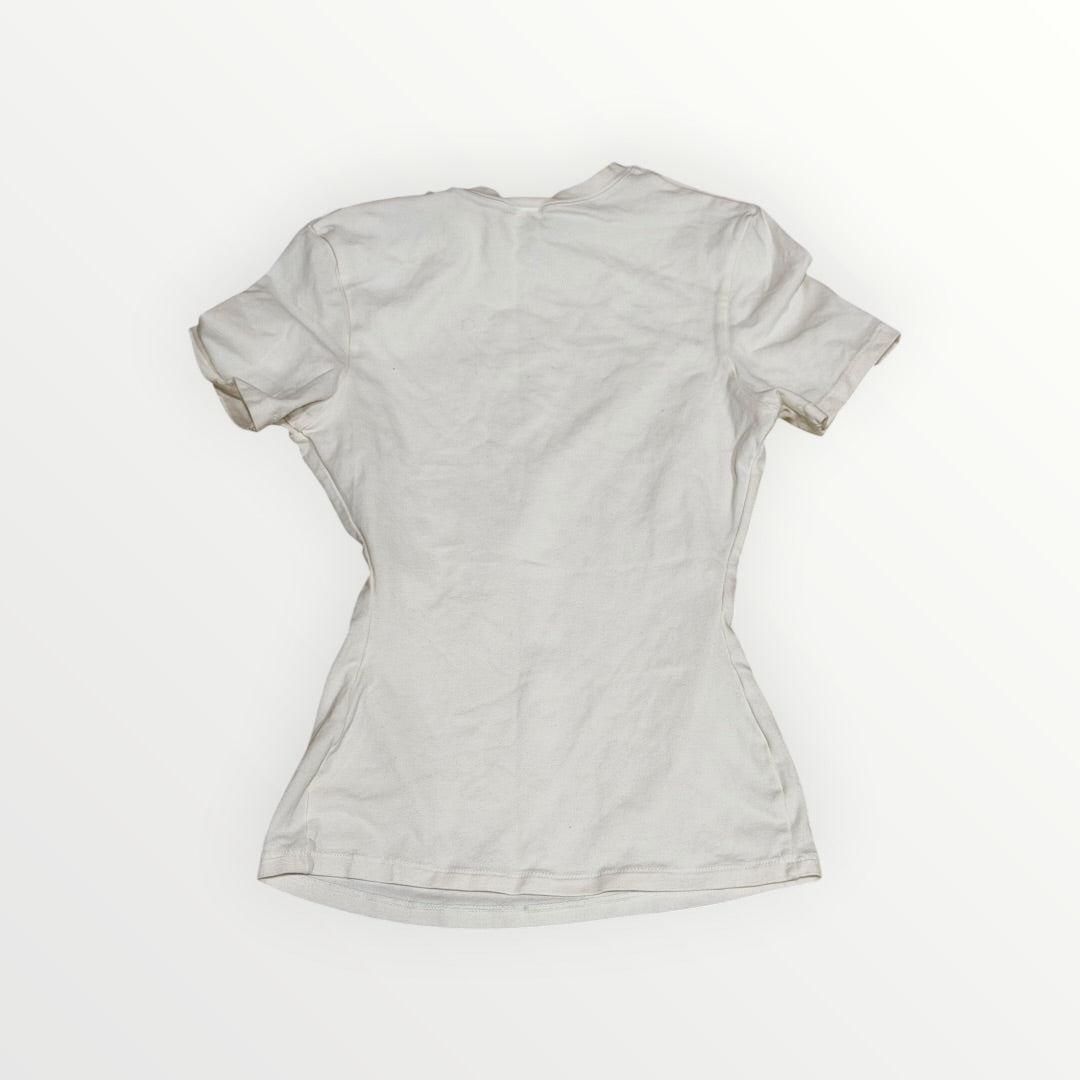 Shein White Minimalist Short-Sleeve T-shirt Size: XS